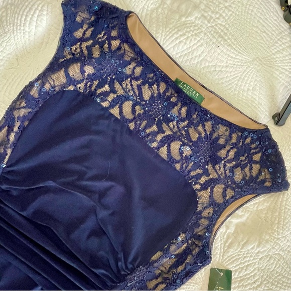 Ralph Lauren Navy Blue Cocktail Sequined Dress NWT - Picture 4 of 6